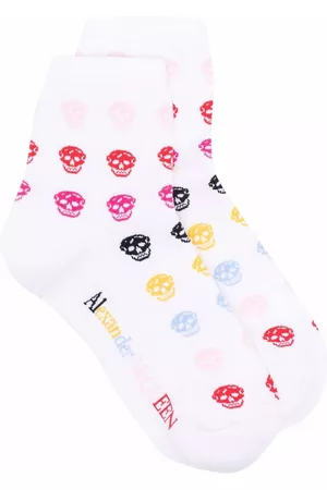Alexander McQueen Women Socks - Skull-knit socks - White