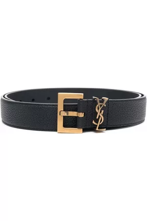 Saint Laurent Men Belts - YSL logo-plaque leather belt - Black