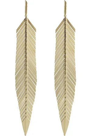 Cadar 18kt yellow large feather drop earrings