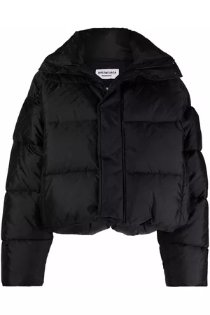 Balenciaga Women Puffer Jackets - All-over logo print puffer jacket - Black