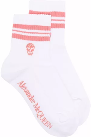 Alexander McQueen Logo-knit striped socks - White