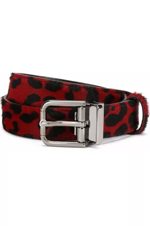 Dolce & Gabbana Men Belts - Leopard-print leather belt - Red
