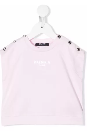 Balmain Tank Tops - Logo-print sleeveless top - Pink