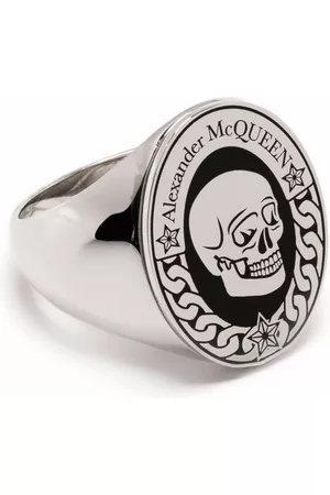 Alexander McQueen Skull-logo signet ring - Silver