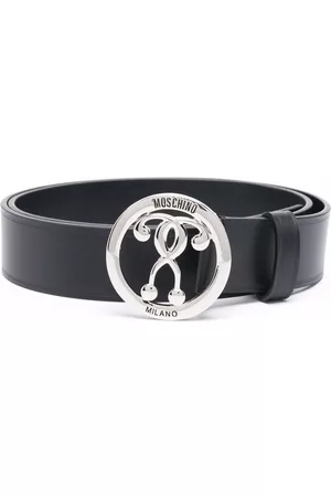 Moschino Logo-plaque buckle-fastening belt - Black