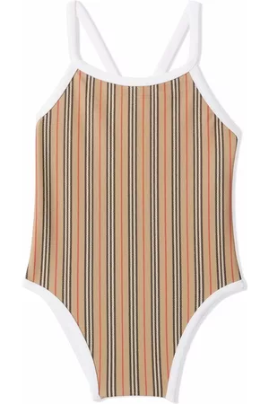 Burberry Swimsuits - Icon stripe recycled nylon swimsuit - Brown