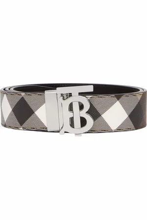 BURBERRY 3.5cm Reversible Checked E-Canvas and Leather Belt for Men