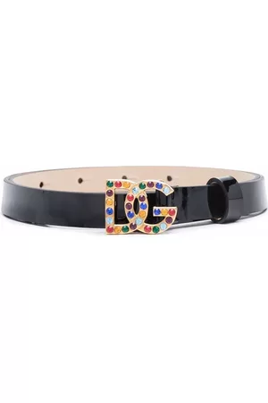 Dolce & Gabbana Belts - Logo-plaque leather belt - Black