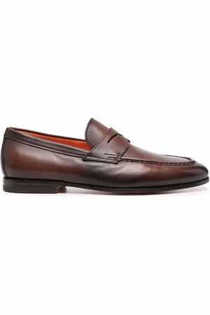 santoni Leather flat loafers