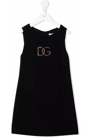 Dolce & Gabbana Girls Casual Dresses - Crystal-logo midi dress - Black