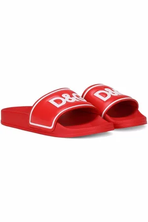 Dolce & Gabbana Logo-print leather slides