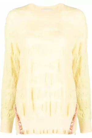 Stella McCartney Women Sweaters - Crocheted-panel cotton jumper - Yellow
