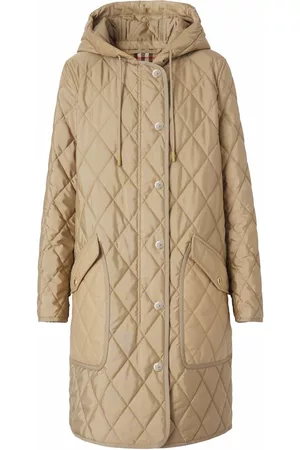 Burberry Women Trench Coats - Diamond-quilted hooded coat - Neutrals