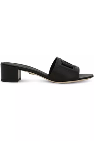 Dolce & Gabbana Women Leather Sandals - DG cut-out leather sandals - Black