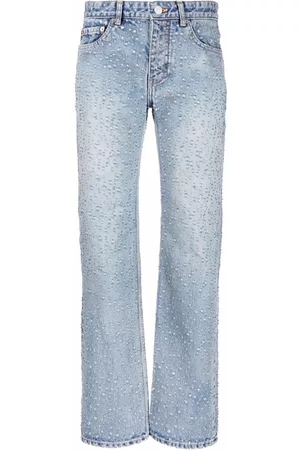 Balenciaga Women Straight Jeans - Distressed straight-leg jeans - Blue