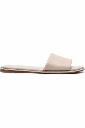Brunello Cucinelli Monili-embellished leather slides
