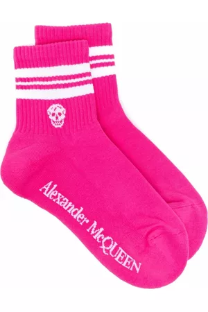Alexander McQueen Women Socks - Skull stripe anke socks - Pink