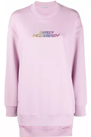 Stella McCartney Women Sweatshirts - Logo-print side slit sweatshirt - Pink