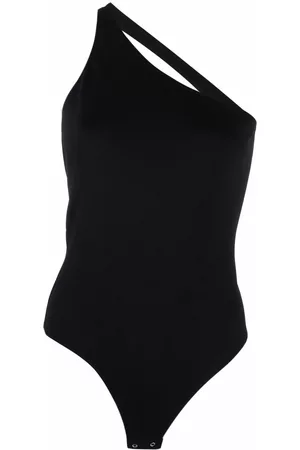 Alexander McQueen Women Backless Tops - Open-back asymmetric bodysuit - Black
