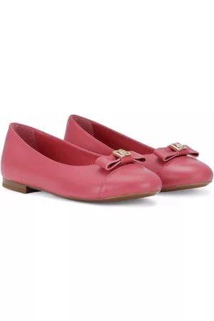 Dolce & Gabbana Logo-bow leather ballerina pumps - Pink