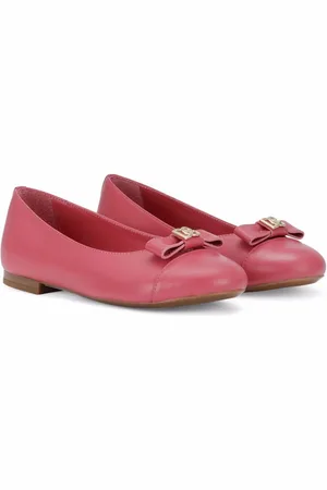 Dolce & Gabbana Logo-bow leather ballerina pumps