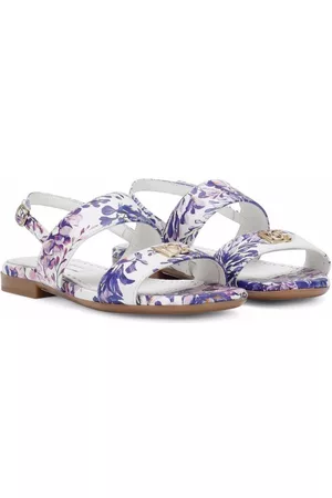 Dolce & Gabbana Floral-print slingback sandals - White