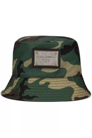 Dolce & Gabbana Men Hats - Camouflage logo-plaque bucket hat - Green