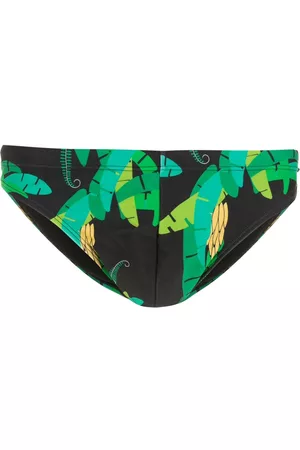 AMIR SLAMA Leaf-print swimming trunks - Black