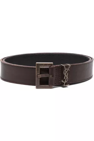 Saint Laurent Men Belts - Monogram logo leather belt - Brown
