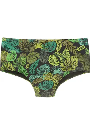AMIR SLAMA Leaf print swim briefs