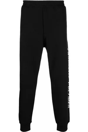 Alexander McQueen Men Sweatpants - Slim-fit cotton track pants - Black