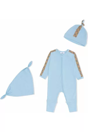 Burberry Bodysuits & All-In-Ones - Vintage check trim three-piece gift set - Blue