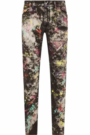 Dolce & Gabbana Paint-print slim fit jeans
