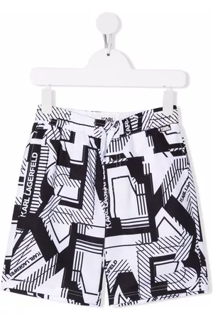 Karl Lagerfeld Graphic-print swim shorts - White