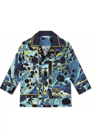 Dolce & Gabbana Pajamas - Graphic-print silk pajama top - Blue