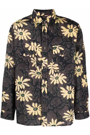 Nanushka Men Floral Jackets - Floral print shirt jacket - Brown