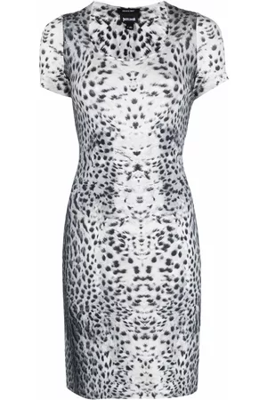 Roberto Cavalli Lynx-print short-sleeve dress - Black
