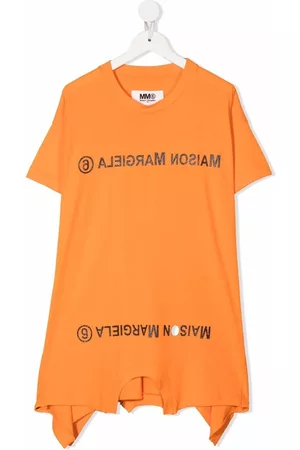 Maison Margiela Girls Printed Dresses - Logo print T-shirt dress - Orange