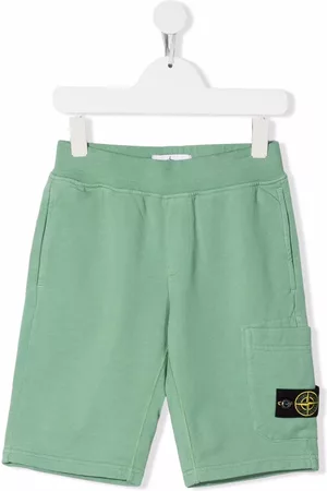 Stone Island Boys Shorts - Side logo-patch shorts - Green