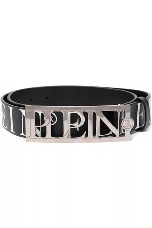 Philipp Plein Men Belts - Logo-lettering buckle belt - Black