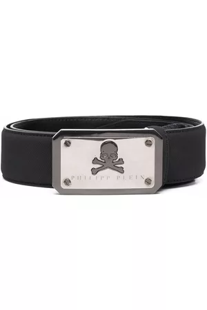 Philipp Plein Logo-plaque leather belt - Black