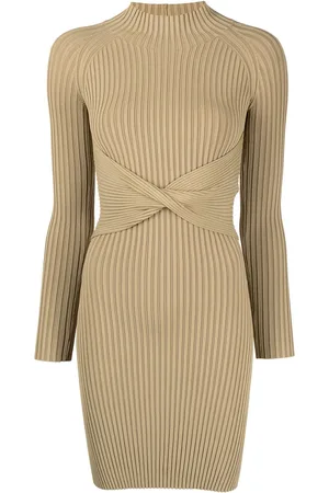 DION LEE Twist-detail ribbed-knit minidress