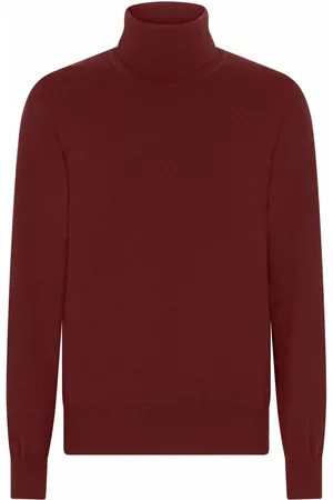 Dolce & Gabbana Men Turtleneck Sweaters - Roll-neck cashmere jumper - Red