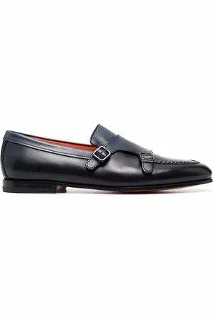 santoni Buckled leather monk shoes