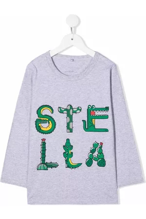 Stella McCartney Cactus crocodile logo-print top - Grey