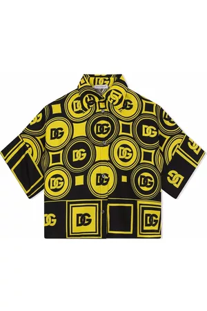Dolce & Gabbana Shirts - All-over silk logo shirt - Yellow