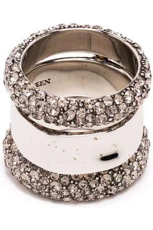 Alexander McQueen Crystal-embellished band ring - Silver
