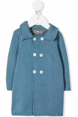 LITTLE BEAR Coats - Wool-knit double-breasted coat - Blue