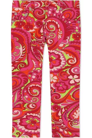 Dolce & Gabbana Girls Pants - Floral paisley-print trousers - Pink