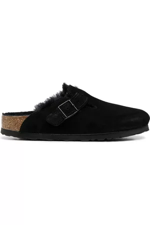 Birkenstock Women Slippers - Boston shearling slippers - Black
